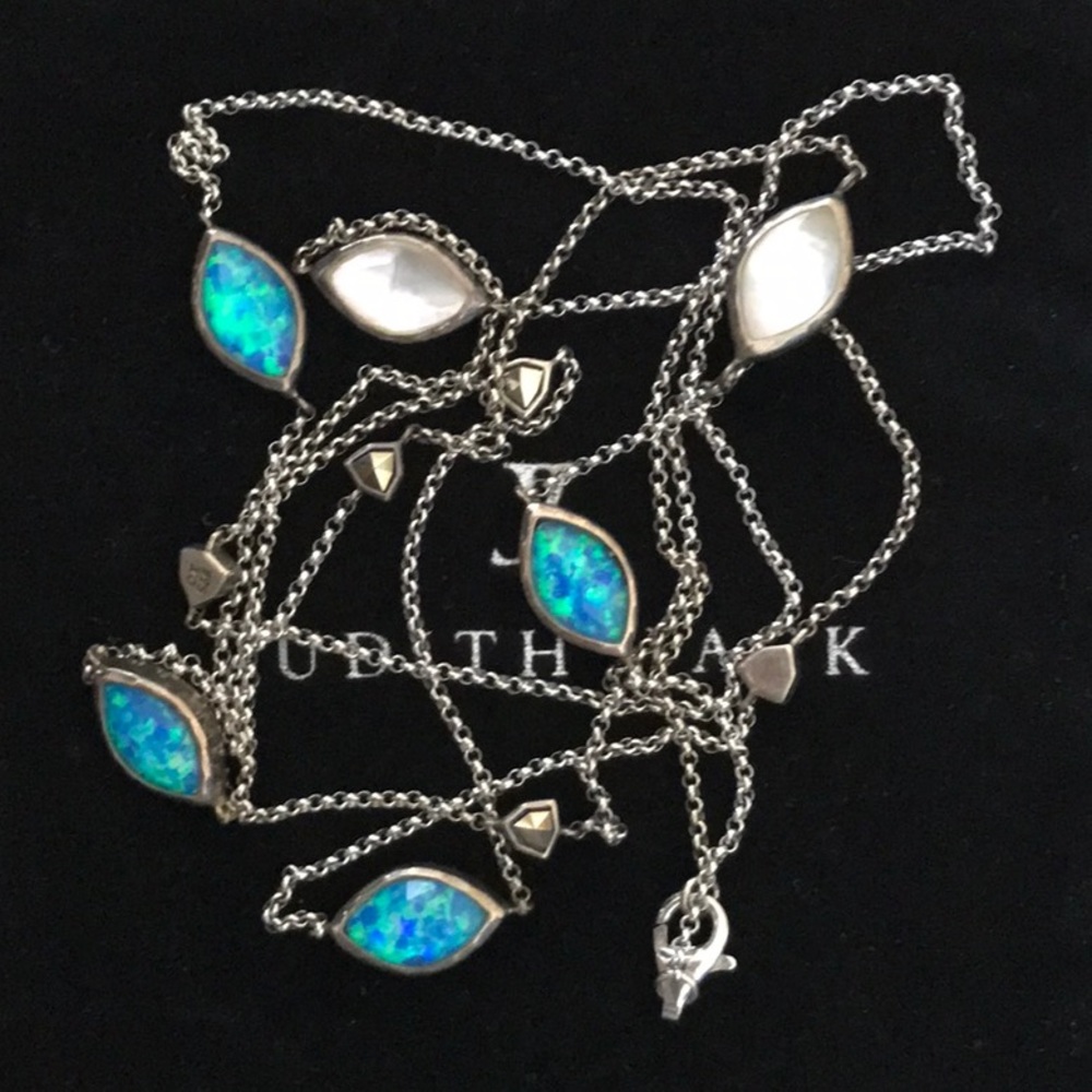 💙🌊 JUDITH JACK Sterling Blue Sea Crystal Long Station Necklace!